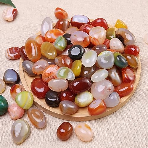 100 Pcs Mixed Agate Stone Tumbled Stones Natural Polished Stones Q6452
