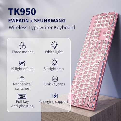 Pink Wireless Mechanical Keyboard with White Backlit A290