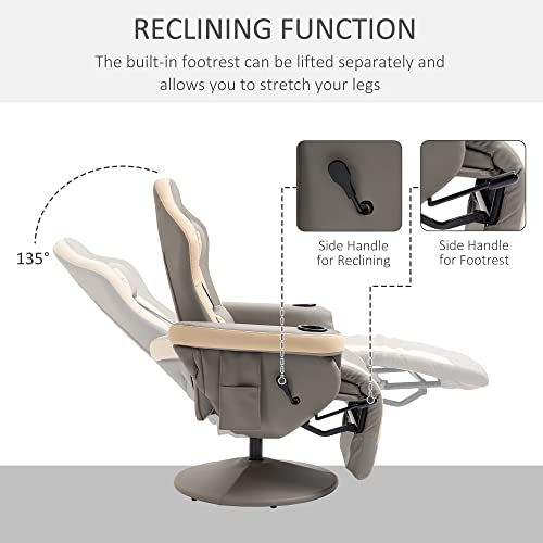 Manual Recliner Armchair PU Leather with Adjustable Leg Rest K543