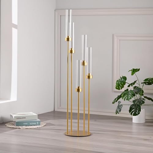 Matte Black 5 Arm Candelabra with Acrylic Shades A46590