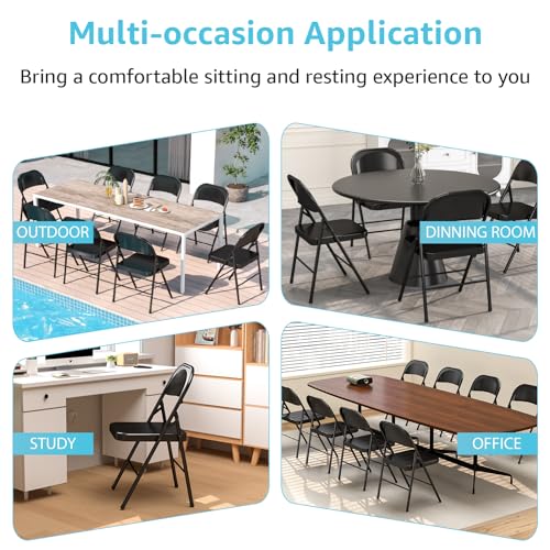 4 Pack Folding Chairs with Padded Cushion & Back (Black) P328