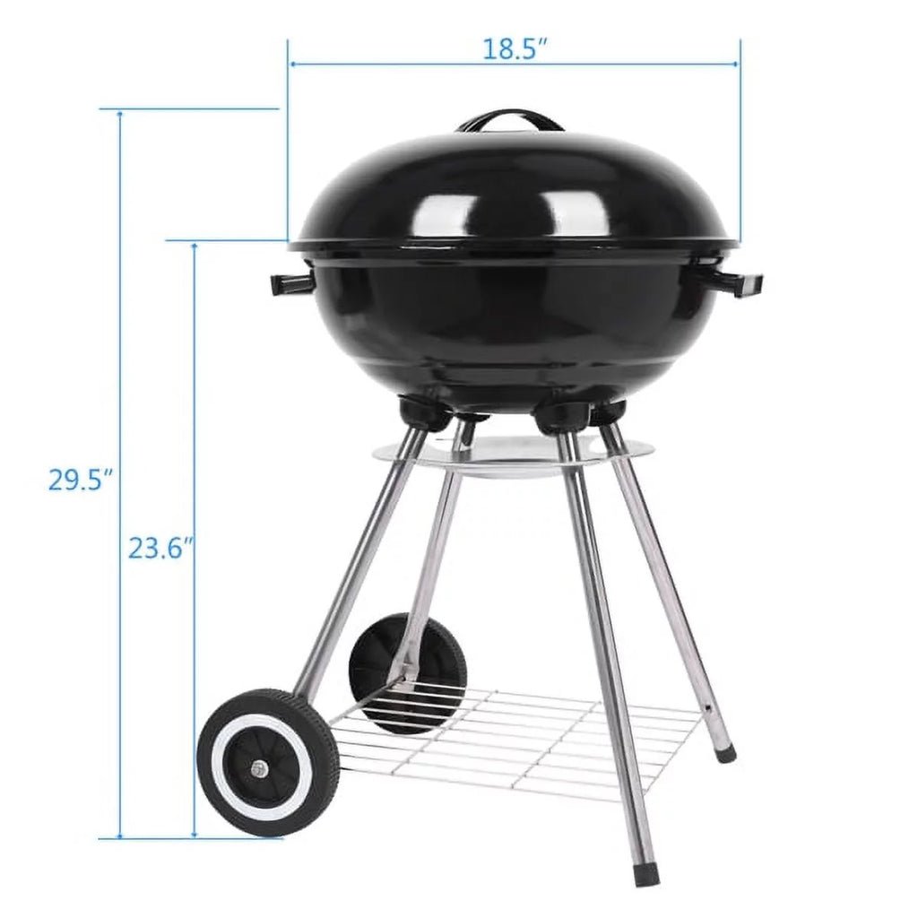 Black 18" Stainless Steel Charcoal Kettle Grill S421056