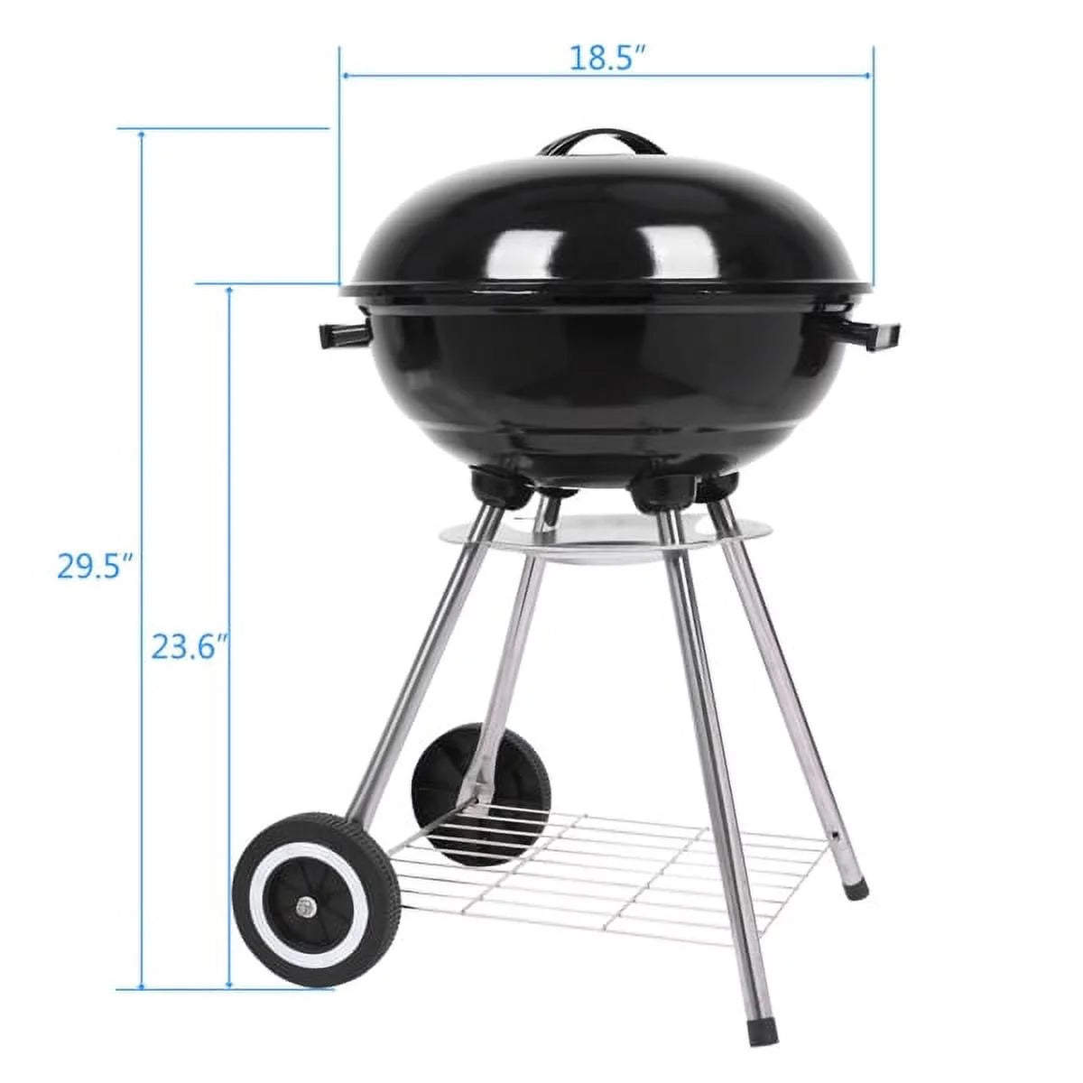 Black 18" Stainless Steel Charcoal Kettle Grill S421056