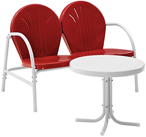 2-Piece Metal Outdoor Conversation Set with Table and Loveseat - Grasshopper Green V8934
