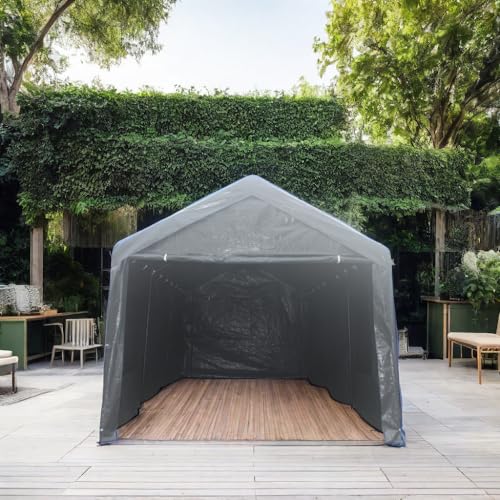 Grey Heavy Duty Portable Carport Canopy Tent with Sidewalls N76563