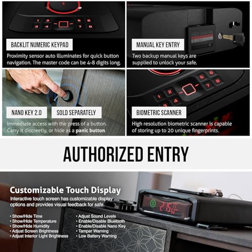 Covert Black Biometric Smart Safe with Dual Wireless Phone Charger + Auto Open Drawer T999