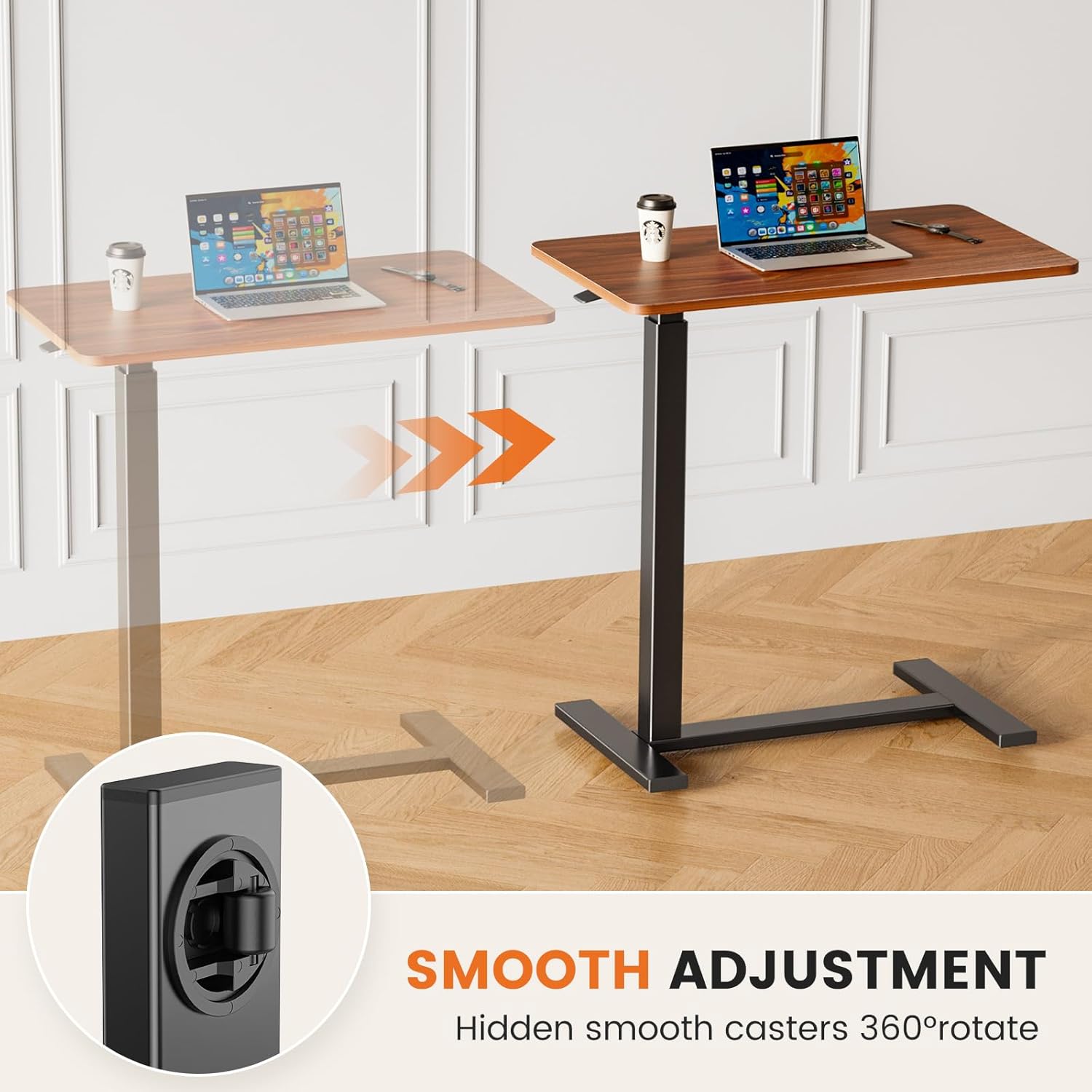 Standing Rolling Desk Adjustable Height with Wheels Q816