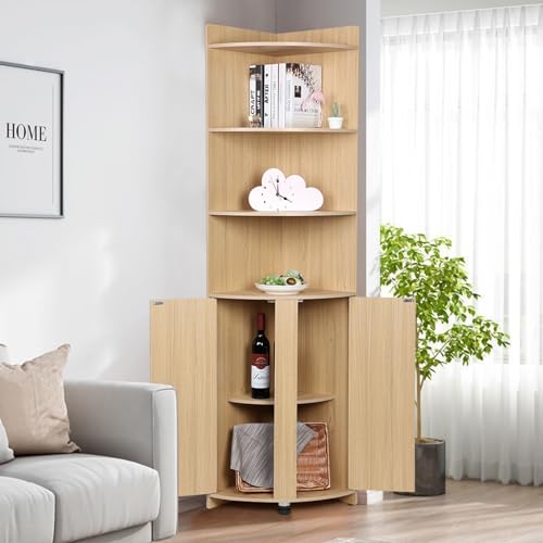 Tall Corner Cabinet with Doors and Shelves N7567