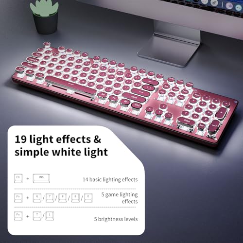 Pink Wireless Mechanical Keyboard with White Backlit A290