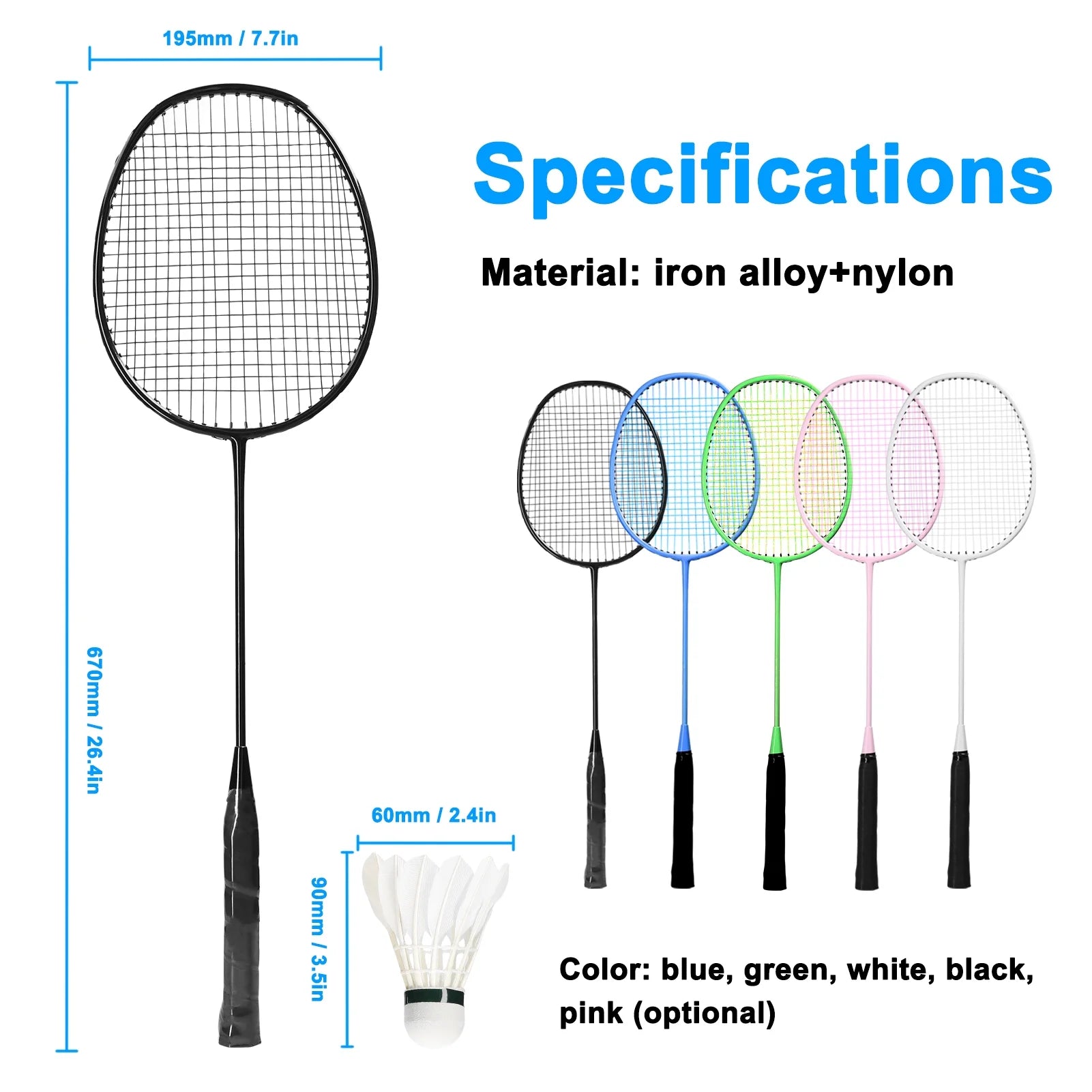 Sports Badminton Racquets Set Lightweight 2 Player Racket Sets G70867