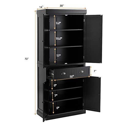 White 4-Door Wooden Storage Cabinet with Drawers and Adjustable Shelves V260548