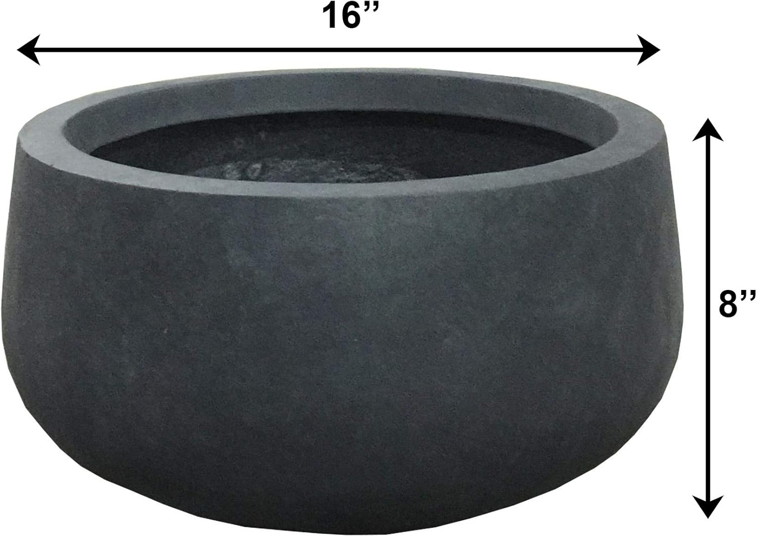 Charcoal Lightweight Concrete Fiberglass Round Bowl Planter G4749