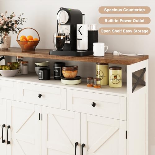 White Sideboard Buffet Cabinet with Drawers & Shelves H8232