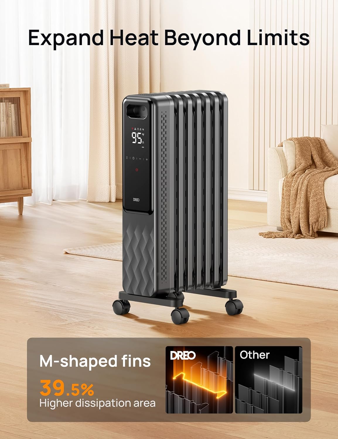 1500W Oil Filled Radiator Heater with Remote Control F89185