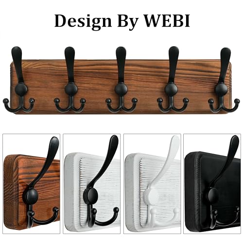 Black 2 Packs Wall Mounted Coat Rack with 5 Triple Hooks Z2036