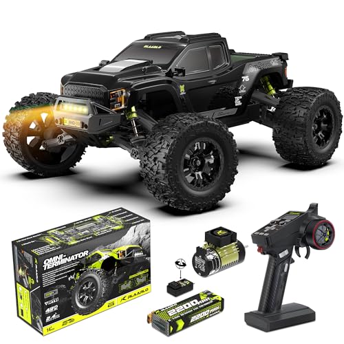 Black 1/10 Brushless RC Monster Truck, 50+ MPH, 4WD, Waterproof, Carbon Fiber P5189