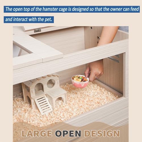 Hamster Cage with Storage Cabinet, Acrylic Panels, 31.5" L x 15.75" x 32.28" (Teak) M4427