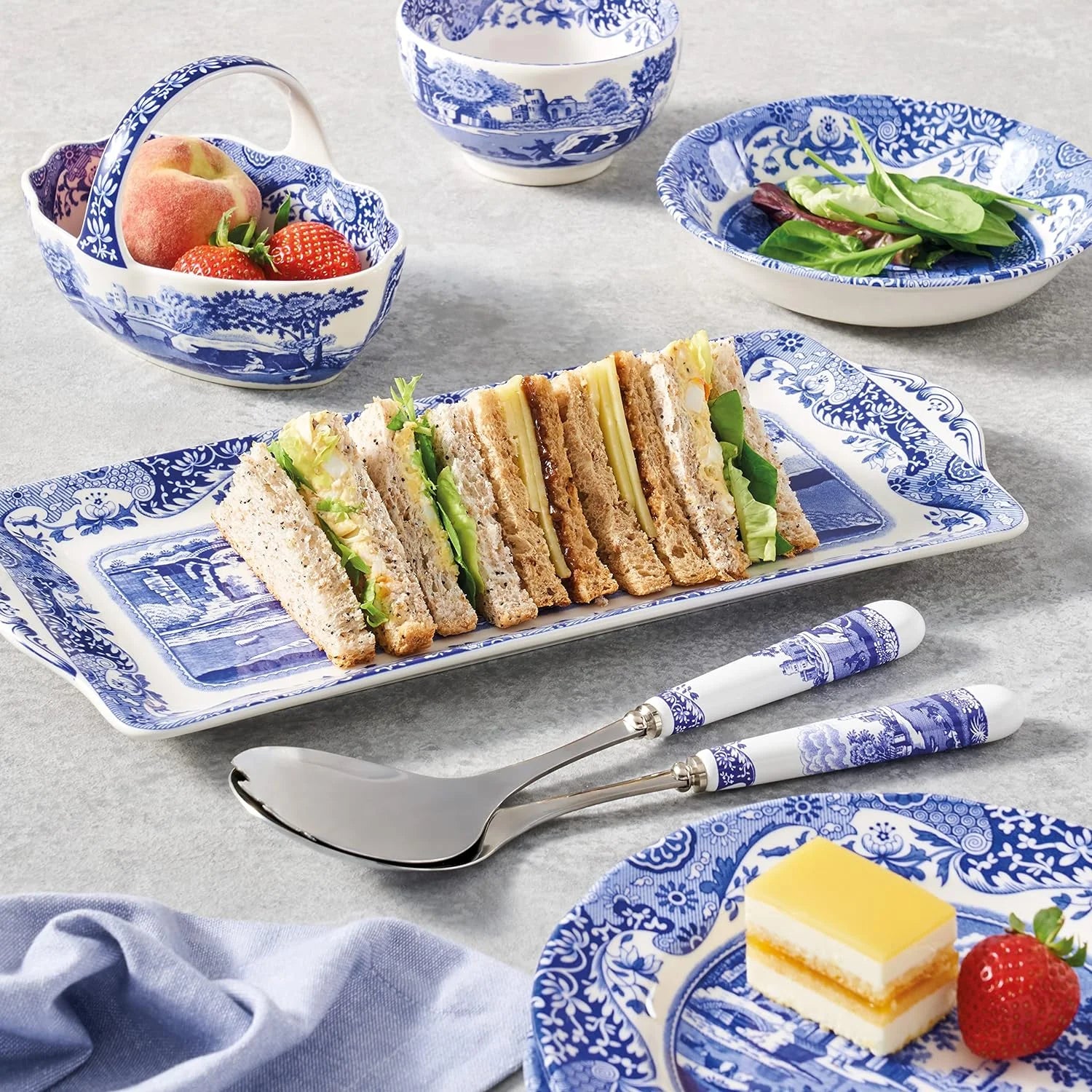 Blue Italian Sandwich Tray Melamine Serving Platter J6016