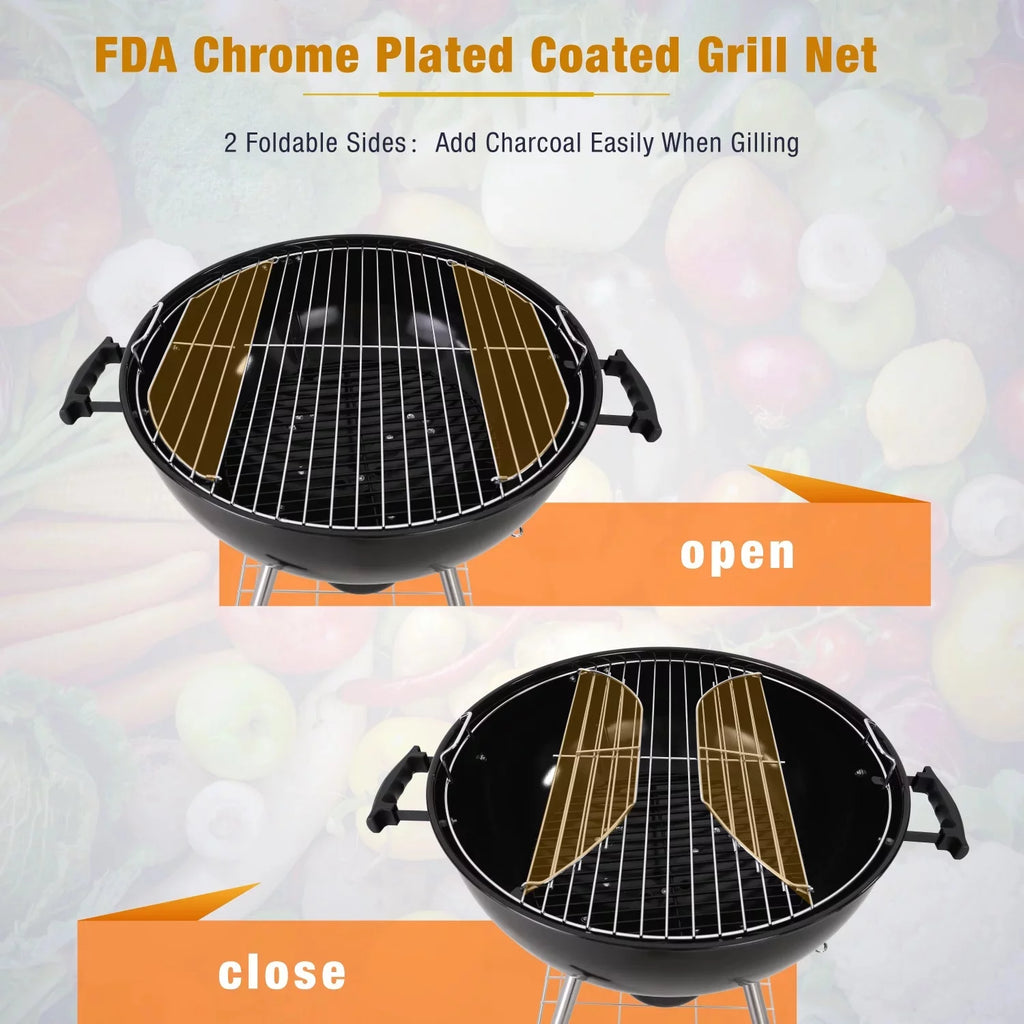 22" Portable Charcoal BBQ Grill, Black G914