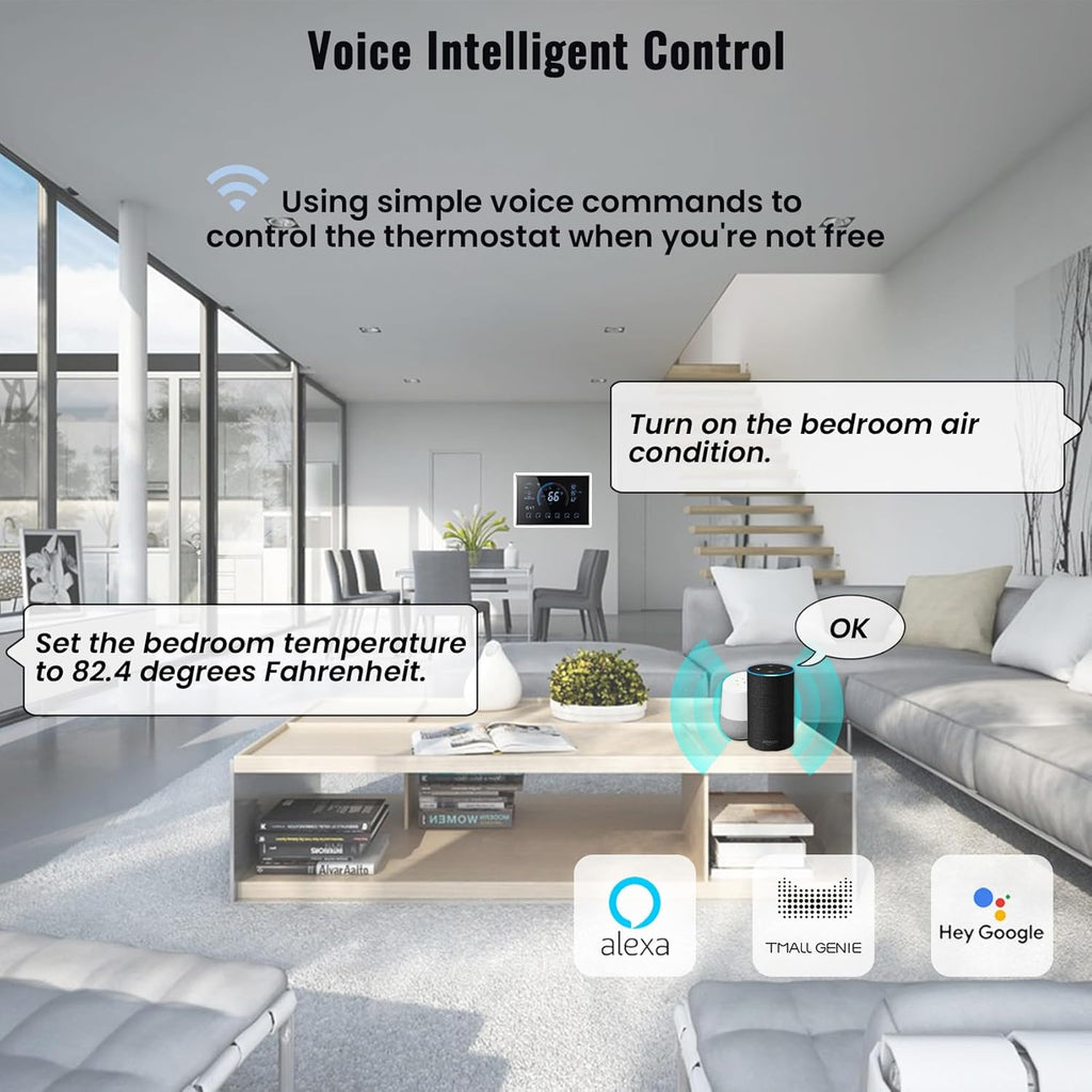 Smart Thermostat with WiFi, App, LCD Color Screen, Voice Control, C-Wire Adapter F81527