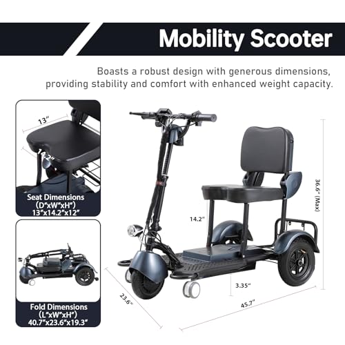 Blue 3-Wheel Folding Mobility Scooter I648652