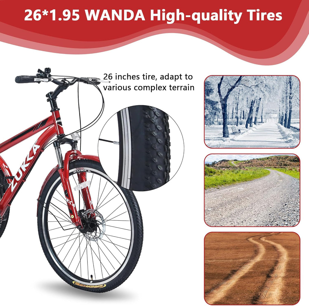 7-Speed 26-Inch 3 Wheels Adult Tricycle with Rear Basket O524230