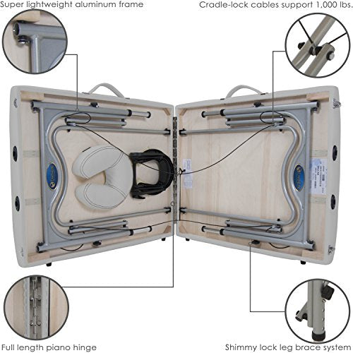 Portable Massage Table with Aluminum Frame, Face Cradle & Carry Case (29lb) S6107