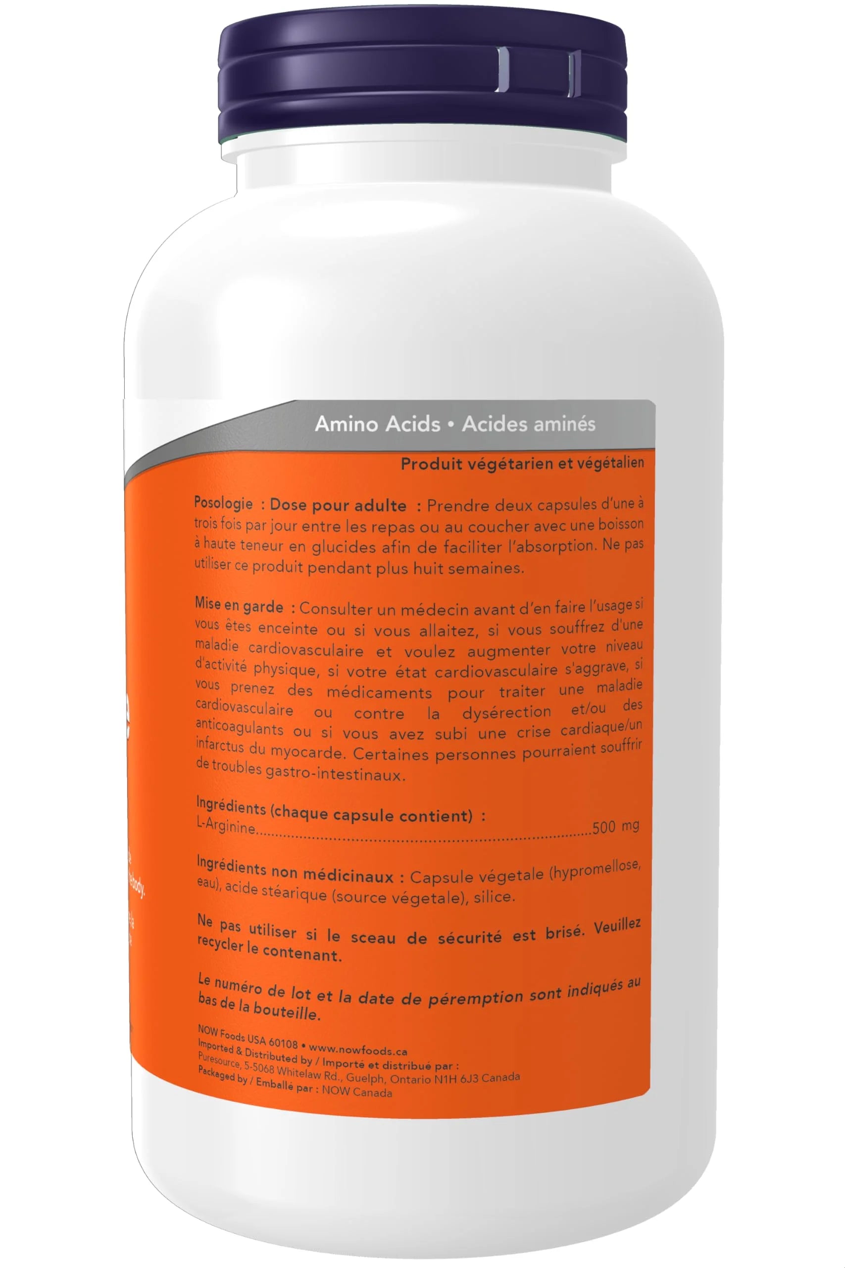 L-Arginine 500 Mg, 250 Veg Capsules O611170