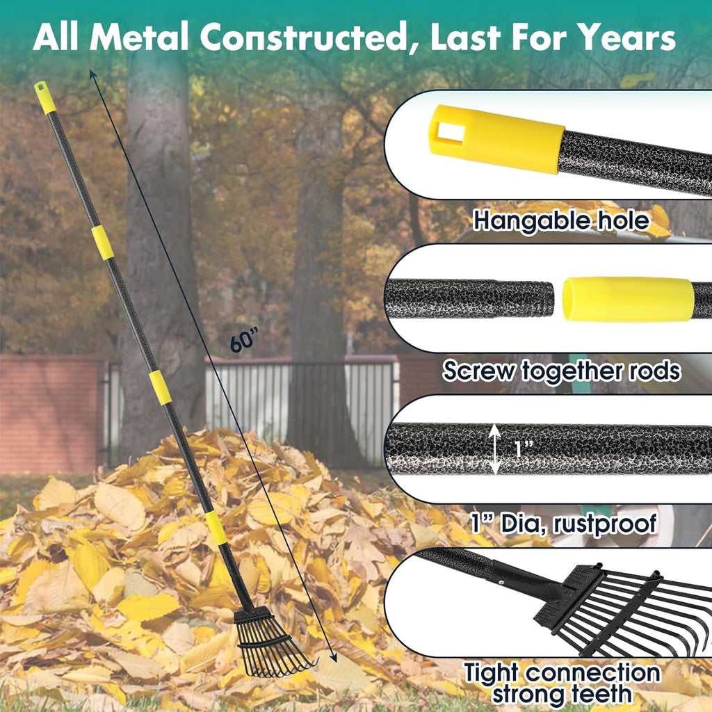 60 Inch Long Handle Metal Garden Leaf Rake T27824