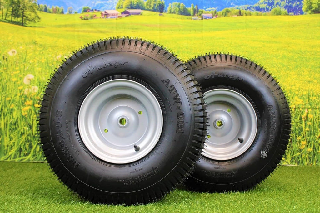 (Set of 2) 20x8.00-8 Lawn Mower Tires with Keyed Hub Wheel J298536