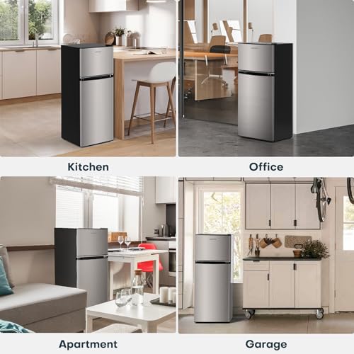 Black 4.0 Cu.Ft. Double Door Mini Refrigerator with Freezer C7936