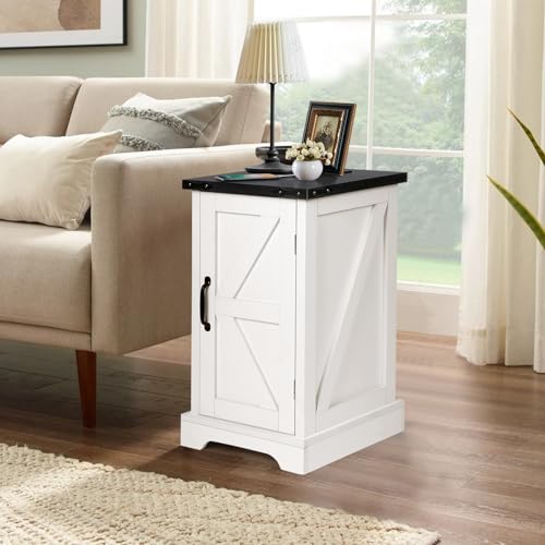 2PCS White Wood Nightstand with Charging Station I7624