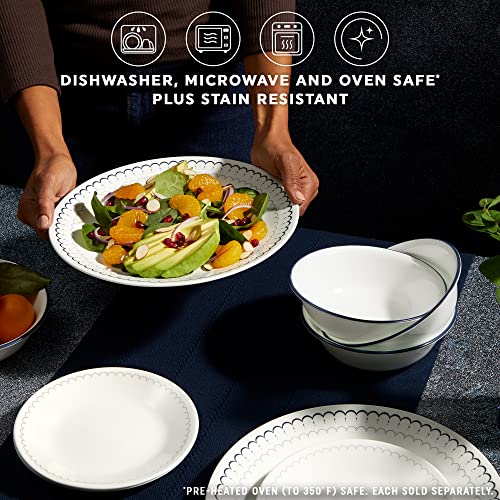 6-Piece Lightweight Round Salad Appetizer Plate Set, Winter Frost White Y968
