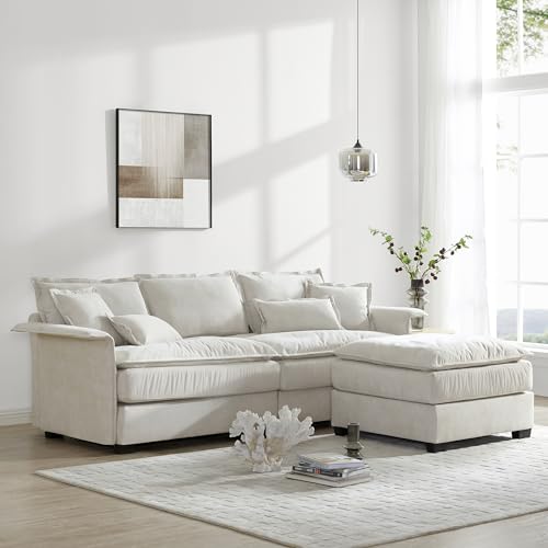 Dark Grey L Shape Sectional Sofa with Ottoman I7546
