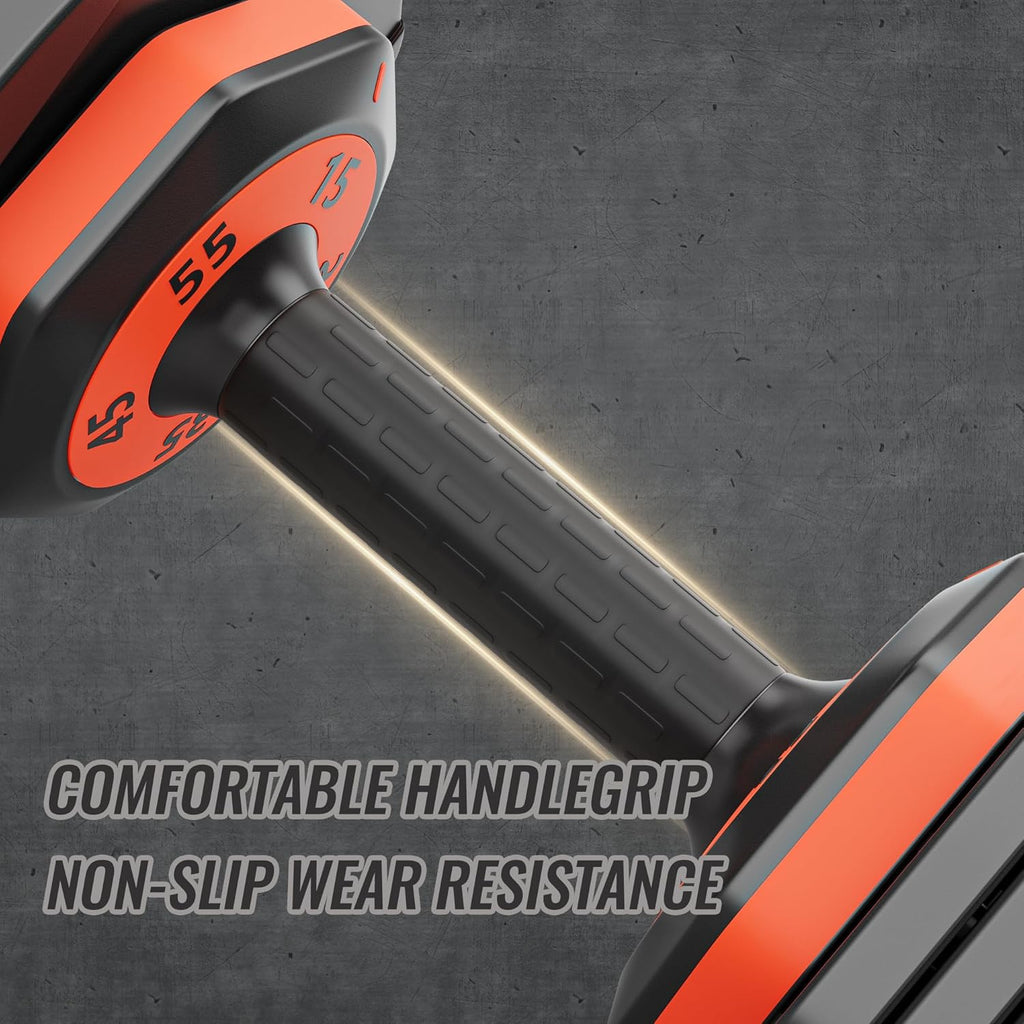 55LB 5 in 1 Single Adjustable Dumbbell with Anti-Slip Metal Handle, Black F972884