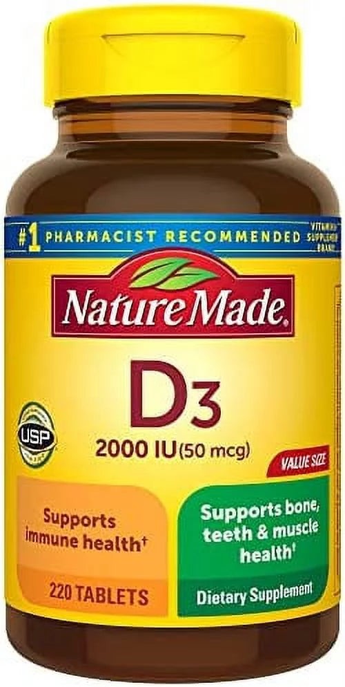 220 Tablets Vitamin D3 2000 IU Dietary Supplement K8383