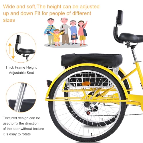 24/26-Inch 3 Wheel Cruiser Bike with Large Basket & Adjustable Seat C2317
