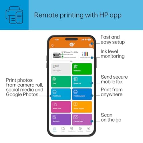 OfficeJet Pro 8135e Wireless All-in-One Color Inkjet Printer, Print, Scan, Copy, Fax, ADF, Duplex Printing F711958