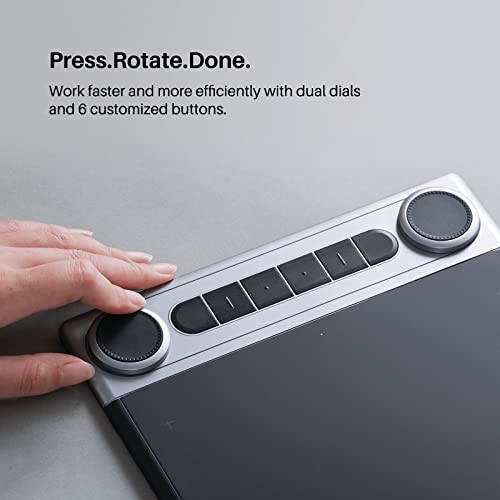 Bluetooth Wireless Graphics Drawing Tablet with Dual Dials Battery-Free Stylus G637440