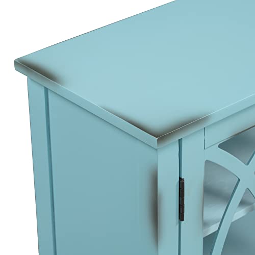 Antique Light Green Wooden Sideboard with 5 Small Drawers and 2 Large Drawers T778608