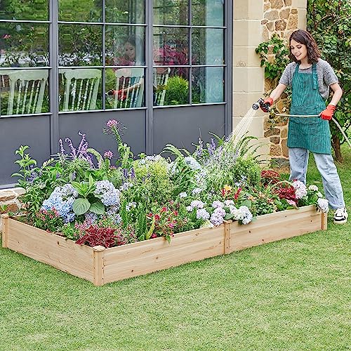 Natural Wood 8×2ft Raised Garden Bed Y5895