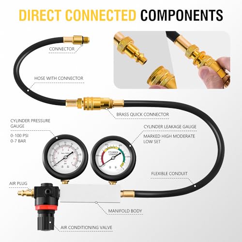 Cylinder Leak Down Tester Kit Automotive Engine Pressure Gauges Compression Test Leakage Detector Tool Set F768180
