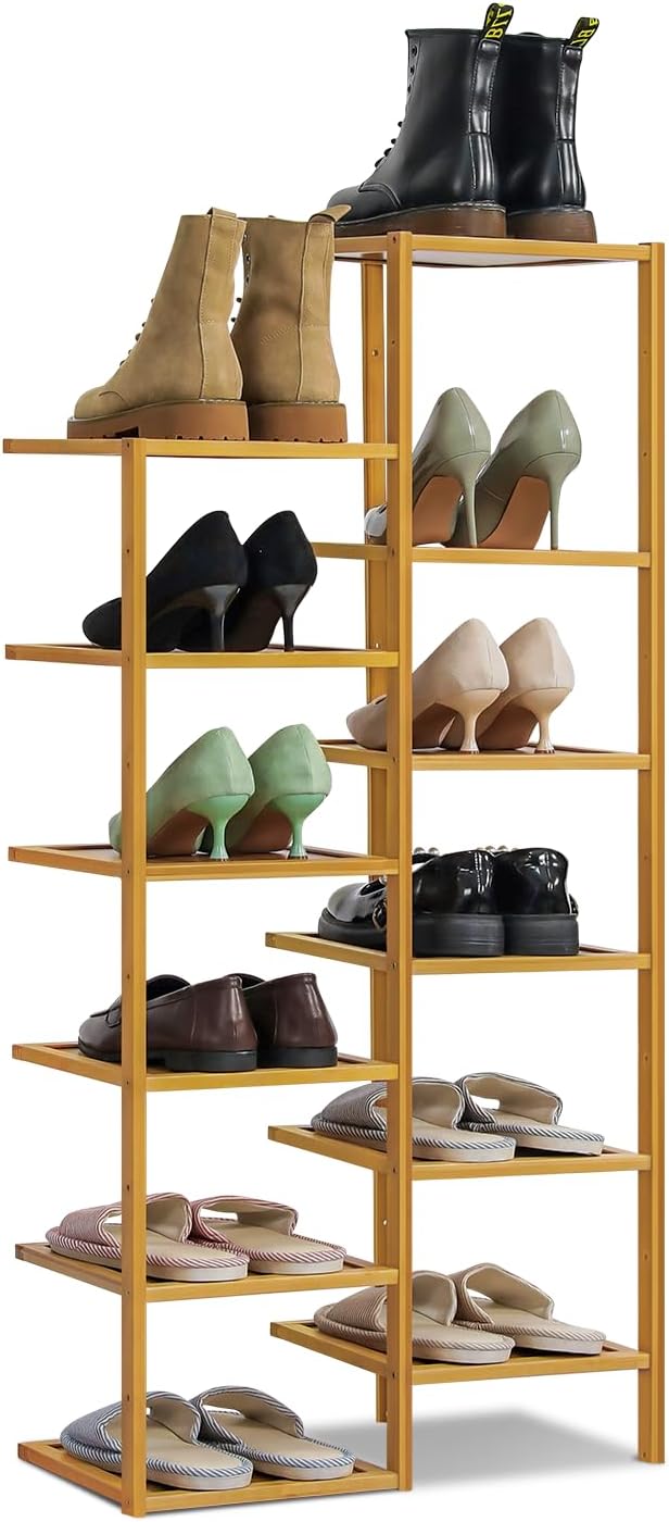 Bamboo 12-Tier Vertical Double Row Shoe Rack (Natural) M920760