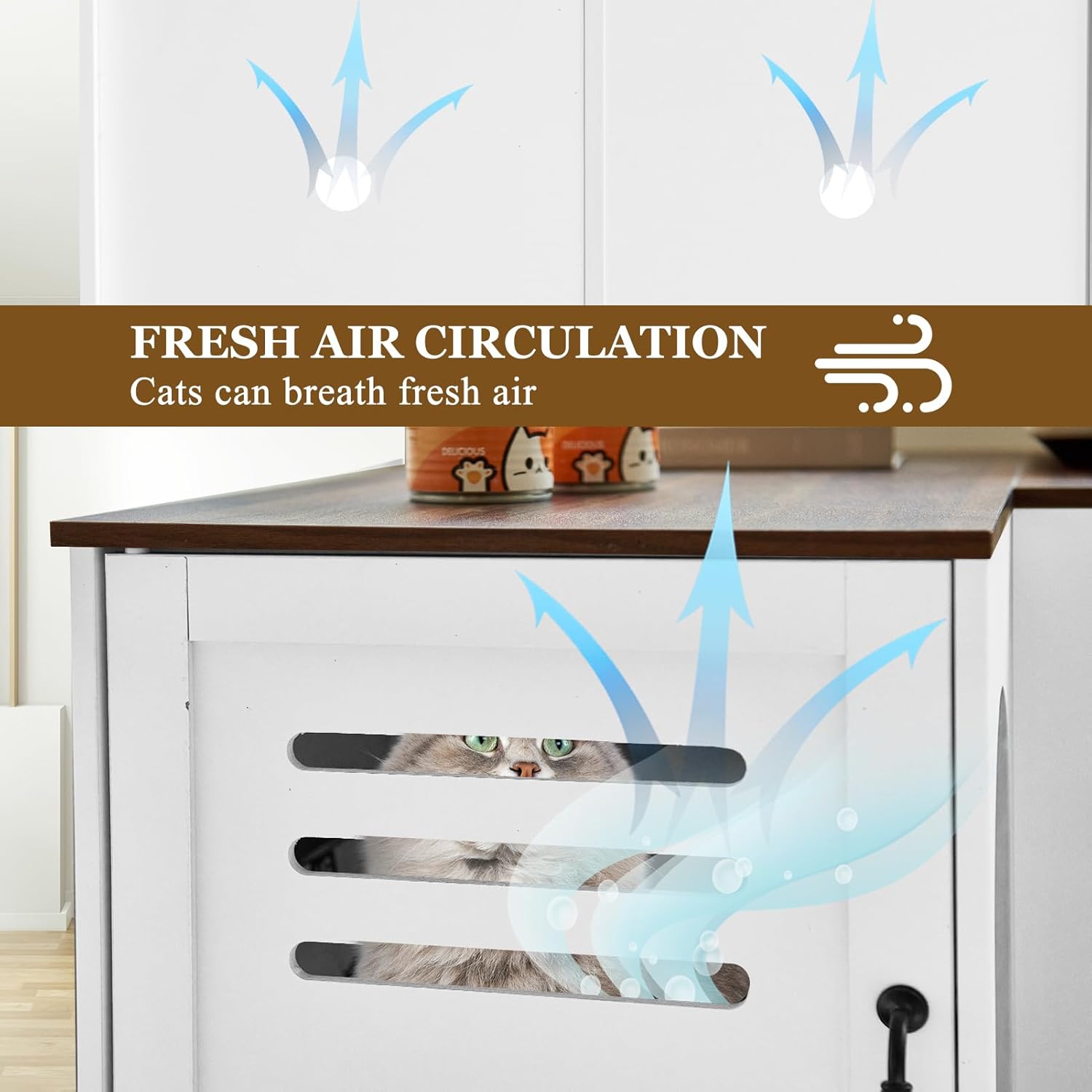 White Corner Litter Box Enclosure Cabinet, 31.5 x 17.7 x 19.7 in P60402