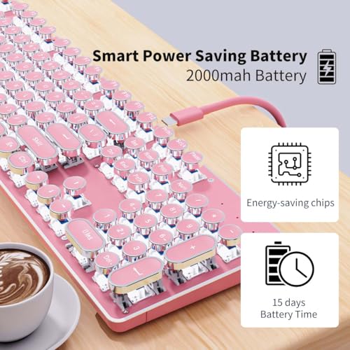 Pink Wireless Mechanical Keyboard with White Backlit A290