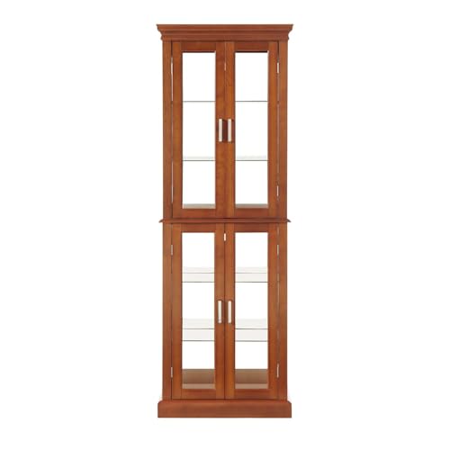 Cherry Wood Curio Cabinet with Tempered Glass Doors W85999