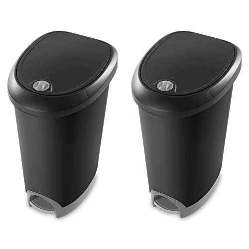 Black 2-Pack Locking StepOn Wastebasket with Lid X91221