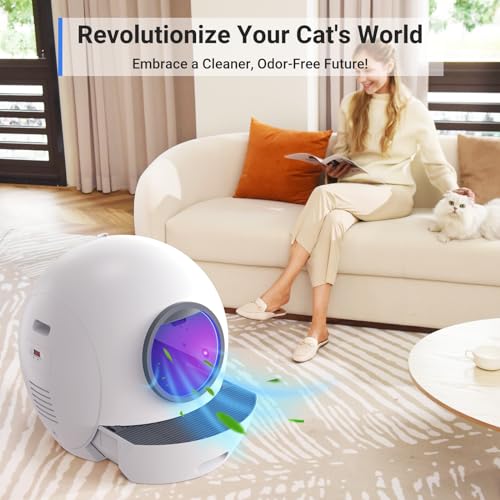 Purple Self Cleaning Electric Cat Litter Box with 2 Pack Litter F2353