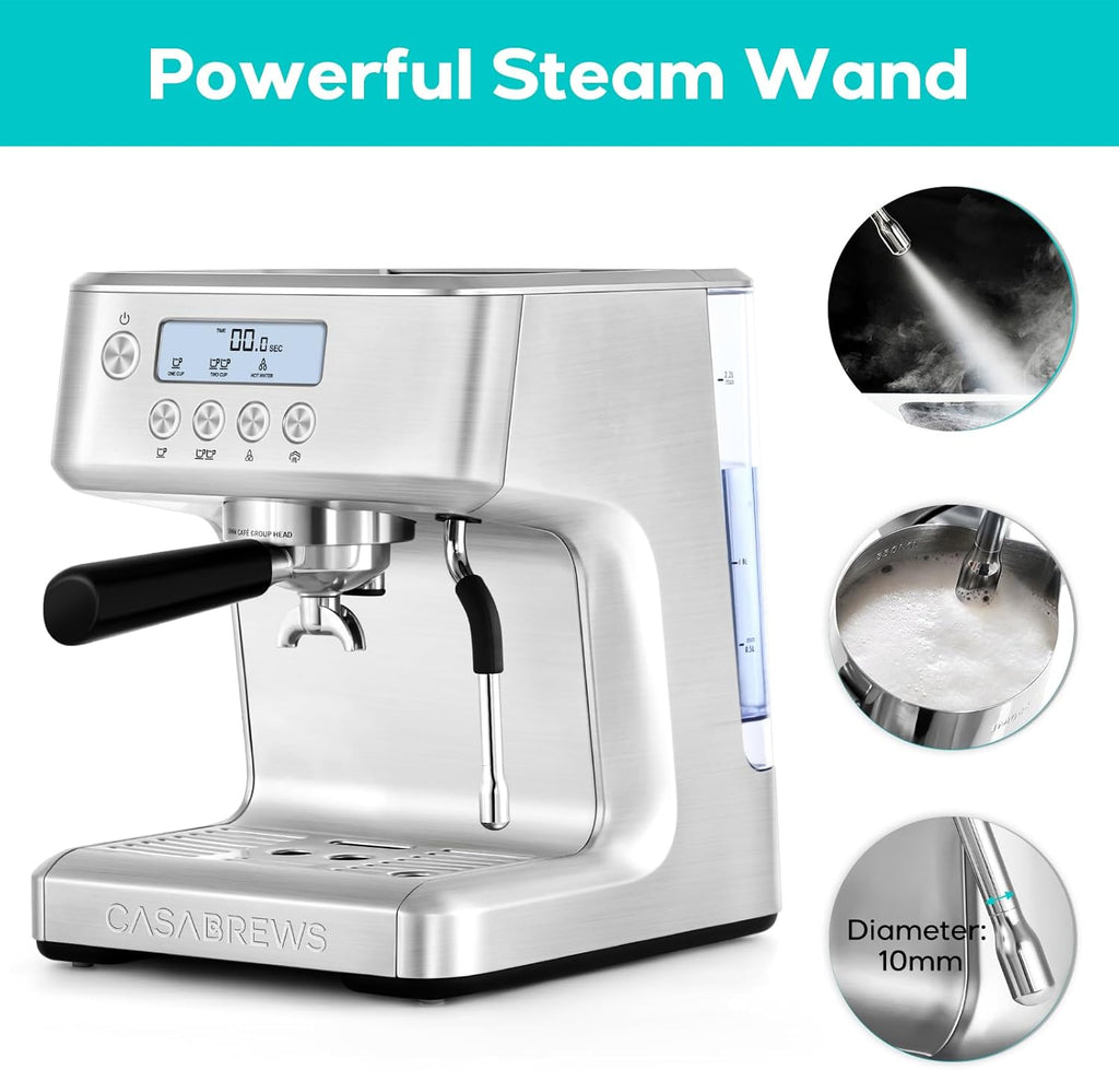 Espresso Machine with LCD Display, Milk Frother Steam Wand, Adjustable Extraction Temperature N706896