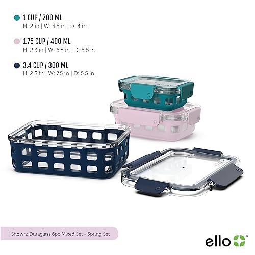 Leak-Proof Glass Food Storage Containers with Silicone Sleeves and Airtight Lids V71711